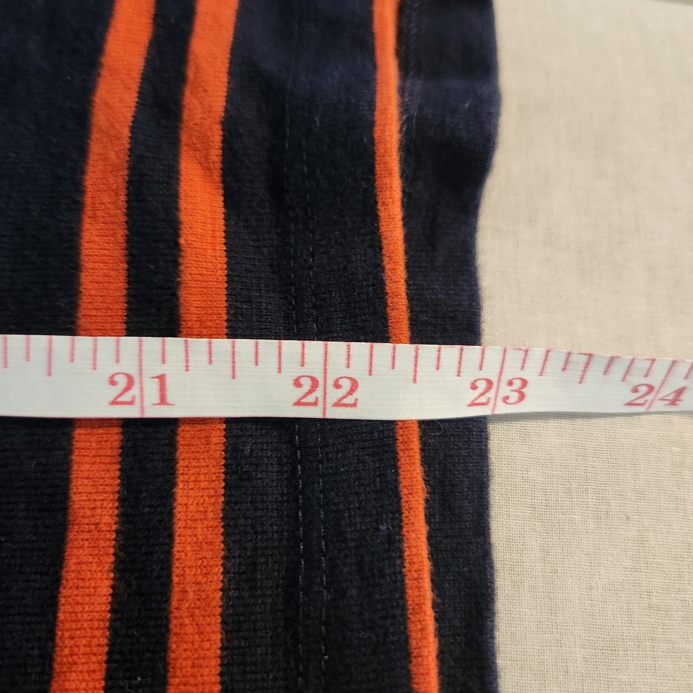 Talbots Petite Navy Blue Orange Striped Mock Neck Button Shoulder Top SP - Picture 5 of 6
